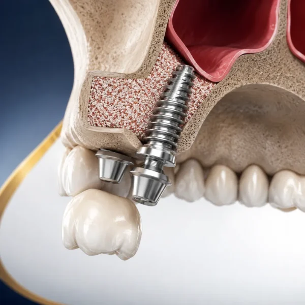 Sinus lift: bone added under the sinus floor to support an upper implant